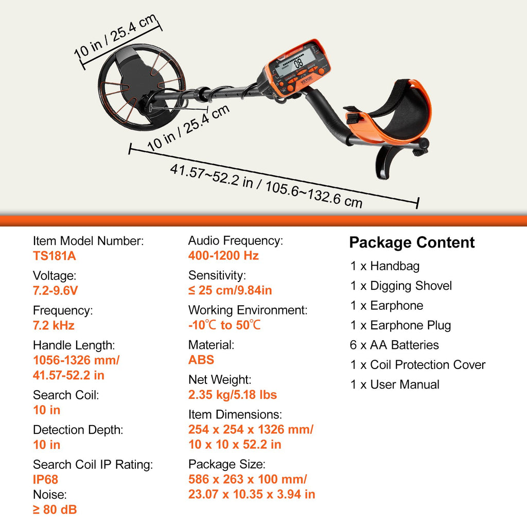 Metal Detector for Adults & Kids, 25.4 cm Waterproof Search Coil with
