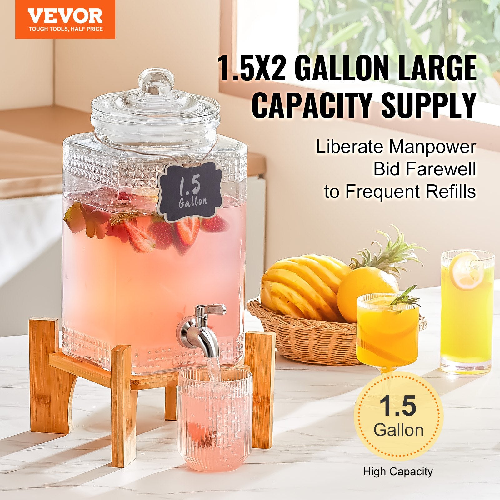 Beverage Dispenser, 1.5 Gallon/5.5 L Drink Dispensers for Parties,