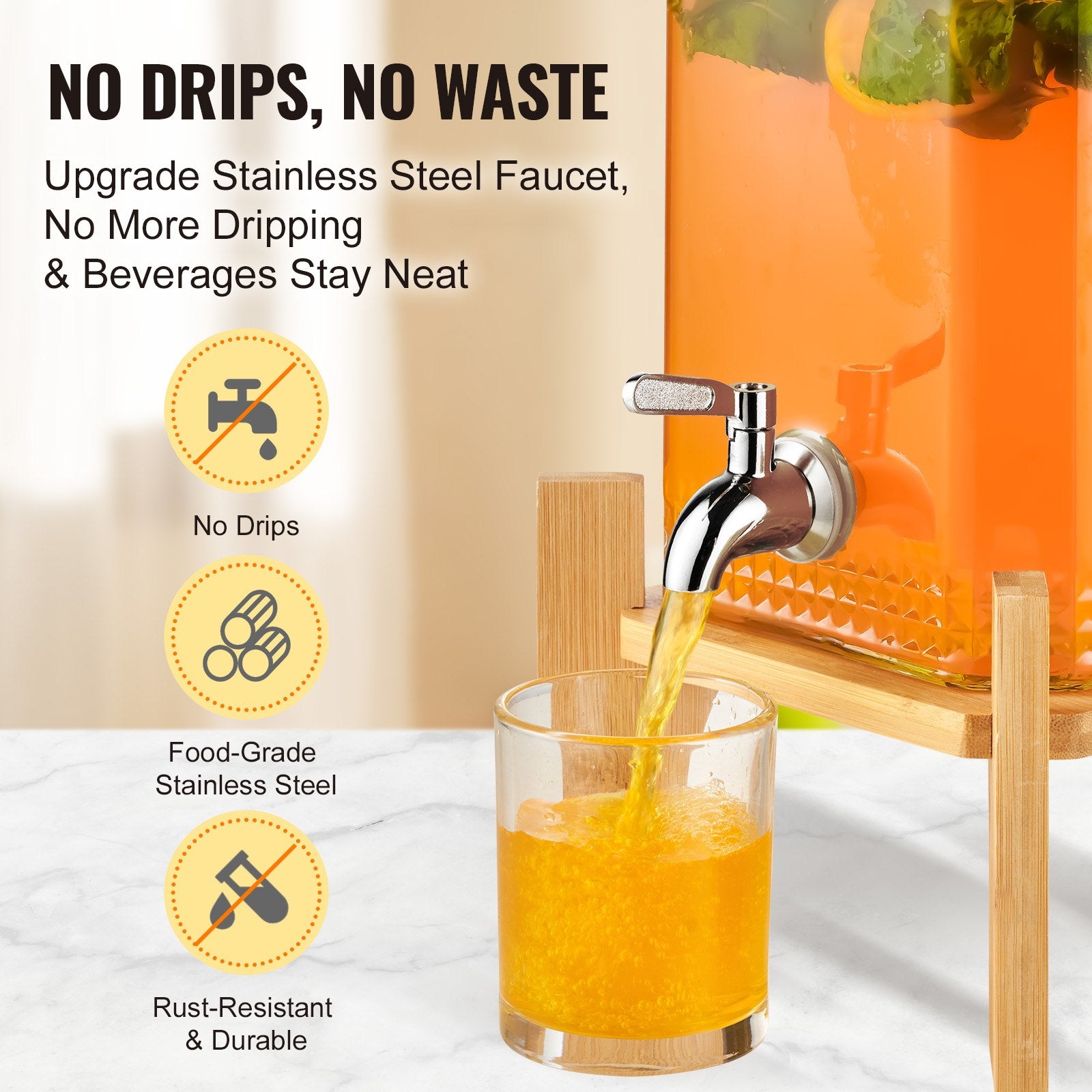 Beverage Dispenser, 1.5 Gallon/5.5 L Drink Dispensers for Parties,