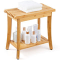 Bamboo Shower Bench 48.5 x 28.7 x 46.5 cm Shower Stool Chair for