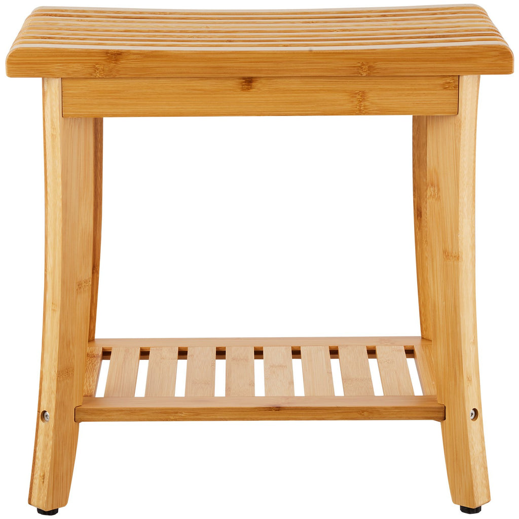 Bamboo Shower Bench 48.5 x 28.7 x 46.5 cm Shower Stool Chair for